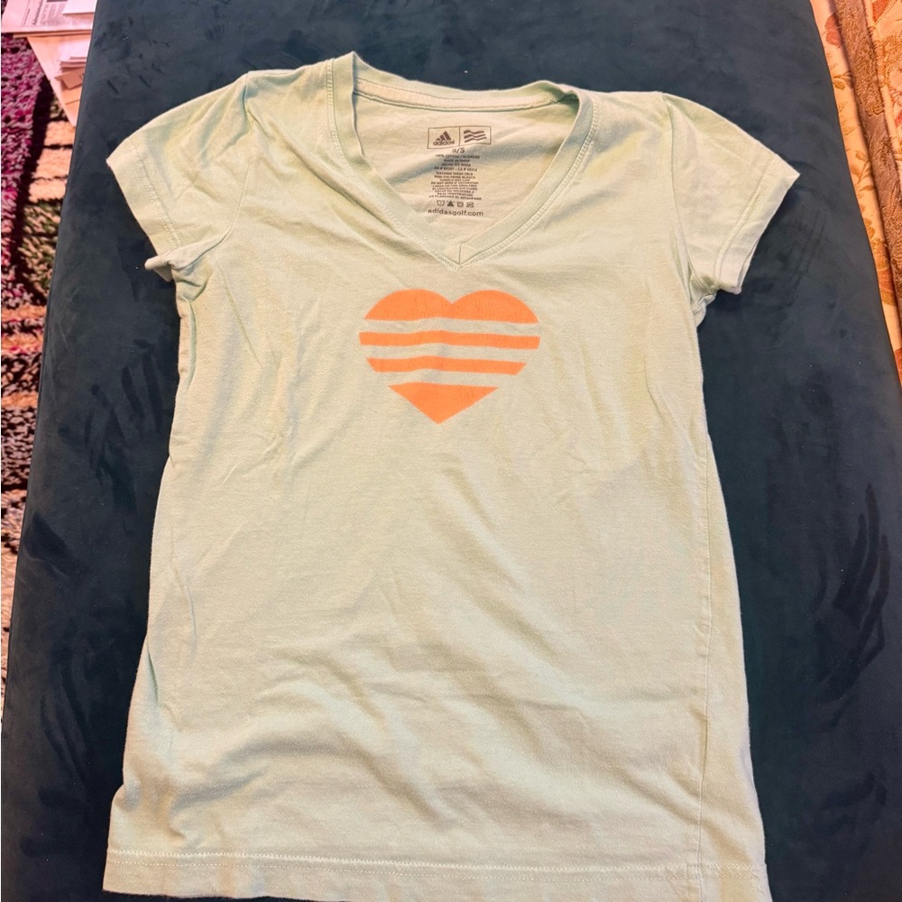 adidas Mint Green Tee with Orange Heart